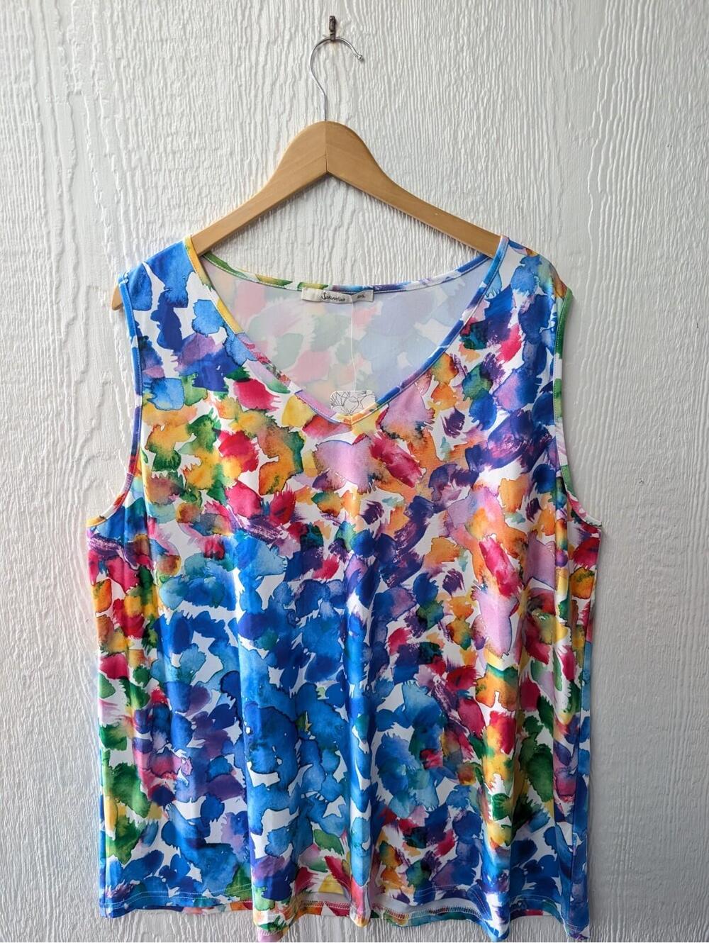 NWT Sakurafina Colorful Tank Top Summer Boho Hippie Artau Festival Plus Size 3X